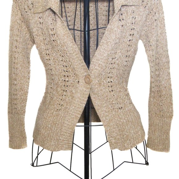 Whimsical Wanderer's Wild Dream: Merona Relaxed Cardigan (S) Rustic Beige V-neck - Picture 11 of 13